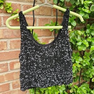 MLV black sequin cluster crop top XS